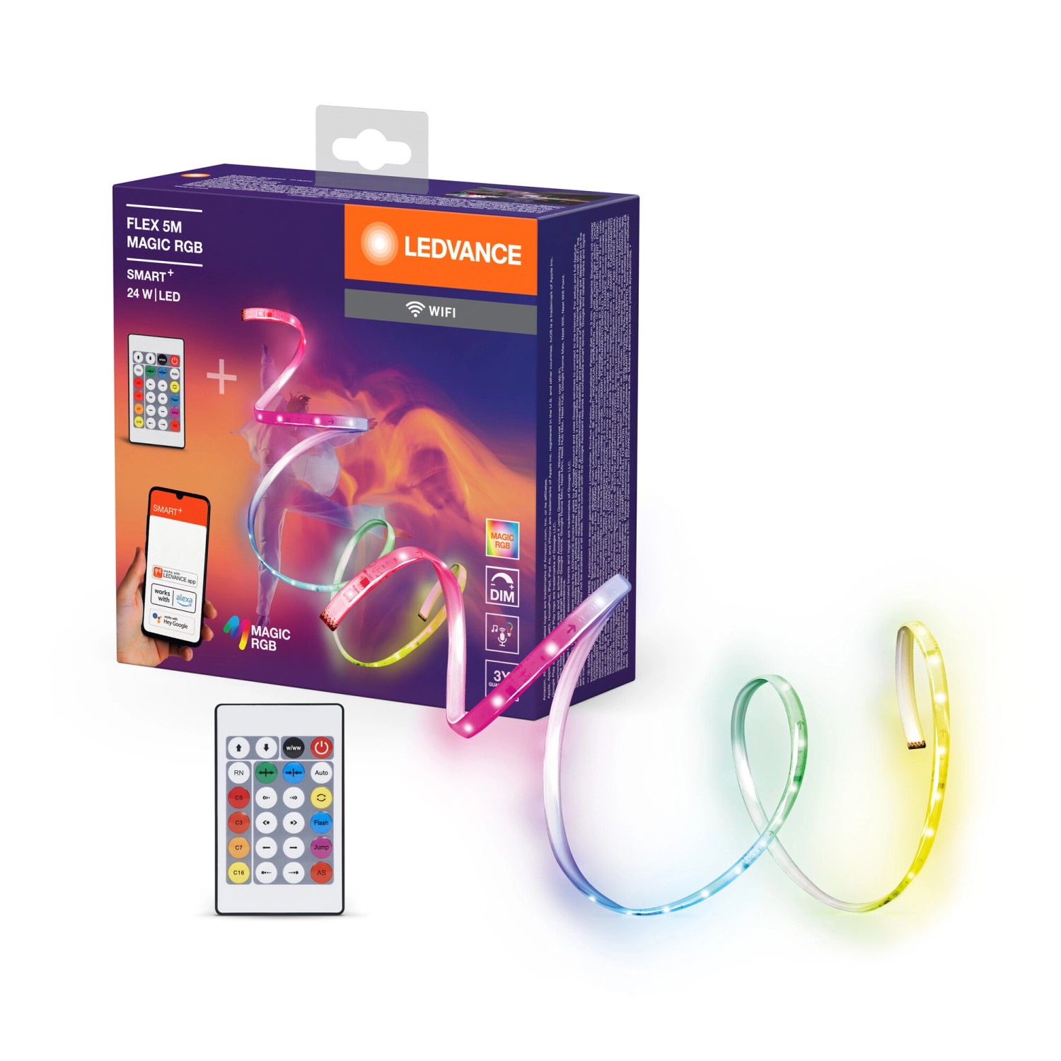 Ledvance LED-Streifen Smart WiFi Flex mit Fernbedienung 24 W Magic RGB 500 cm