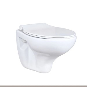 Creavit Wand-WC Dusch-WC mit Taharet Bidet Düse und Spülrand Weiß