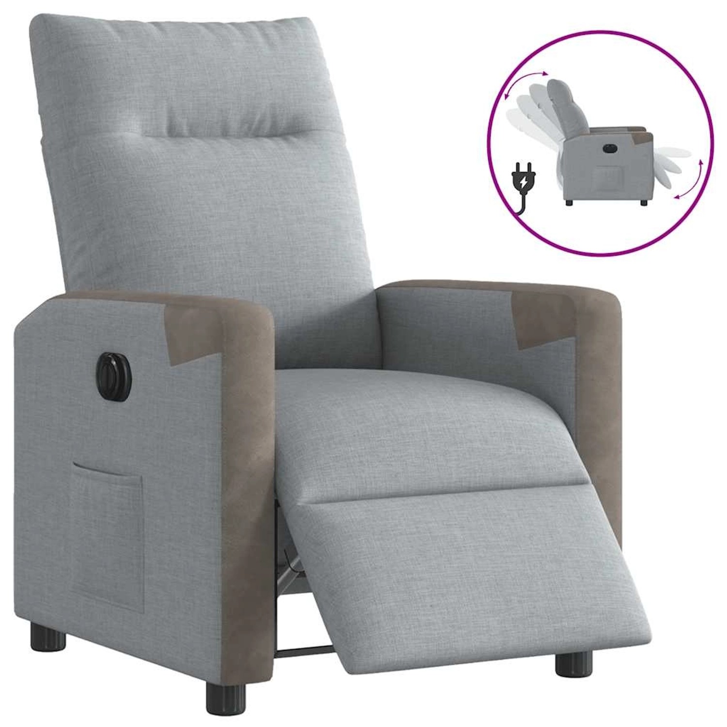 vidaXL Relaxsessel Elektrisch Hellgrau Stoff 3324080 günstig online kaufen