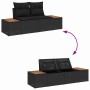 vidaXL Garten-Sofa-Set, 8-teilig, schwarz, Poly Rattan, mit Stauraum und Kissen.
