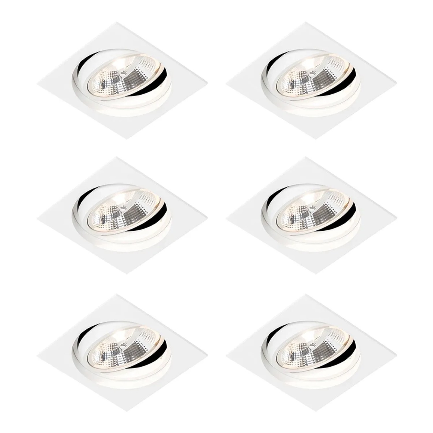 QAZQA Set mit 6 Modernes Versenktes SpotWeiß Verstellbar Chuck 111