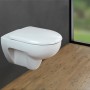 Weißer Wenko WC-Sitz Exclusive, passend für Geberit Renova 1, mit Absenkautomatik.
