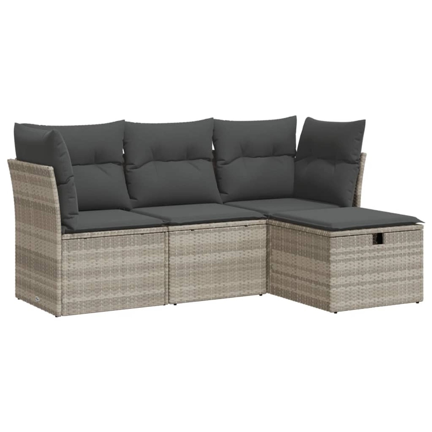 vidaXL 4-Tlg Garten-Sofagarnitur mit Kissen Hellgrau Poly Rattan 3325258 günstig online kaufen