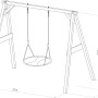 AXI Nestschaukel Summer Braun, Umrisszeichnung mit Maßen. Schaukel für Kinder zum sicheren Spielen im Garten.