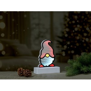 LED-Spiegellicht Wichtel, rot/weiß/warmweiß, Weihnachtsdeko für Innenräume.