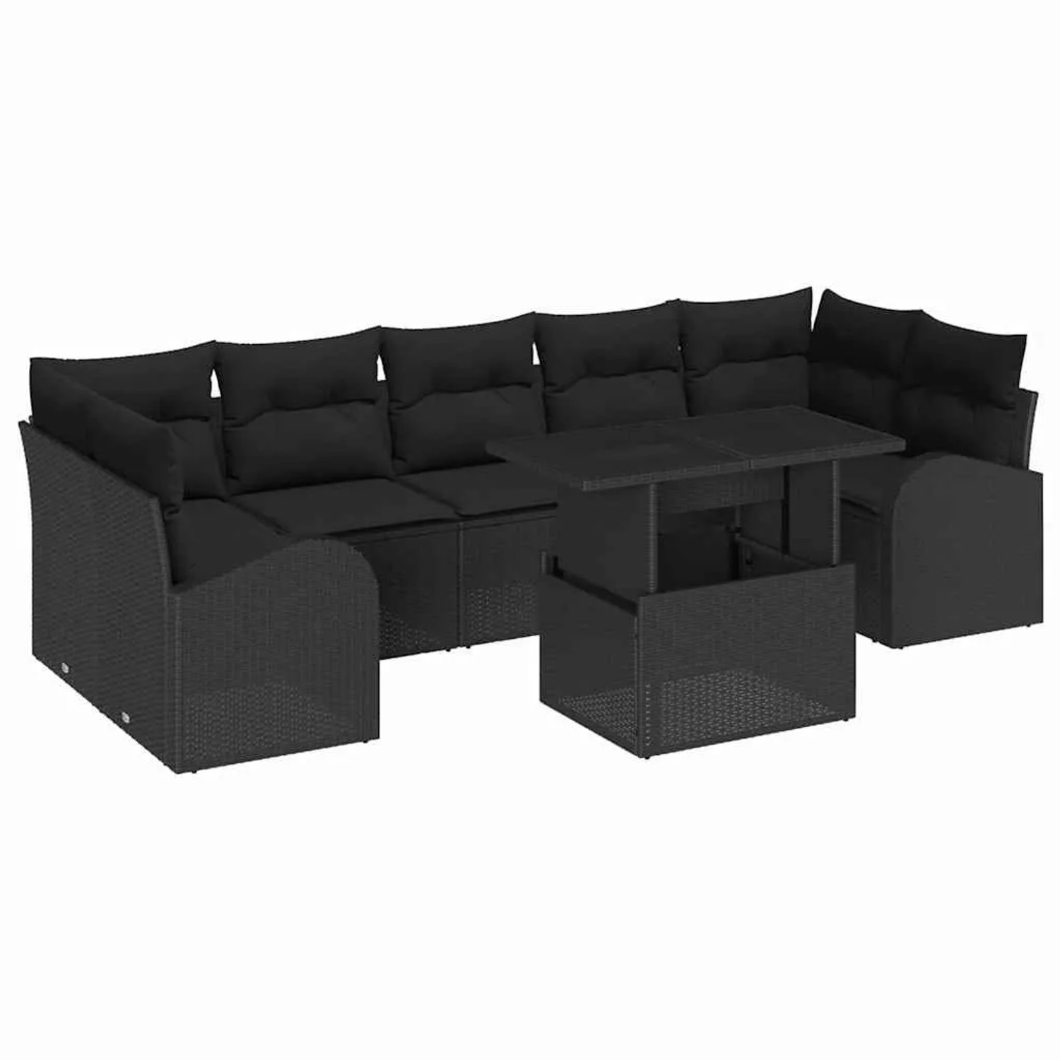 vidaXL Gartensofa-set mit Kissen 8-Tlg Schwarz Poly-Rattan 3357336 günstig online kaufen