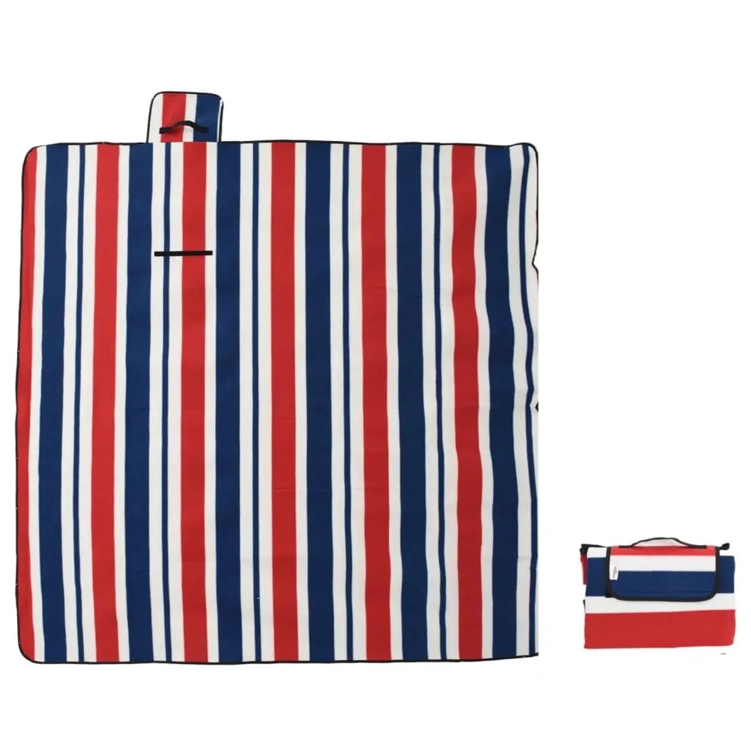 vidaXL Picknickdecke Faltbar Rot und Blau Gestreift 200x200 cm Samt 4004212_3
