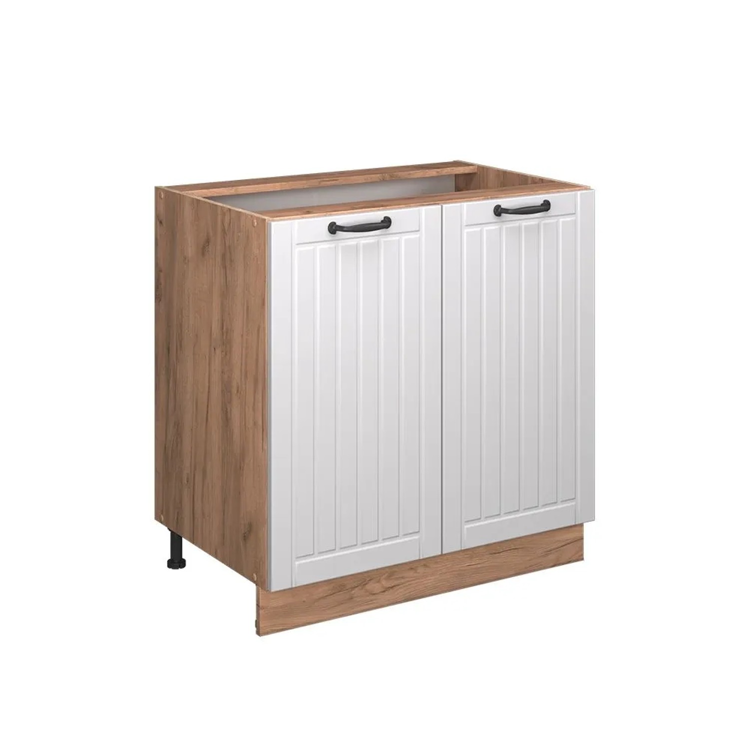 Vicco Küchenunterschrank Fame-Line Weiß Landhaus 80 x 82 mit Regal AP Anthrazit Art Nr 56954