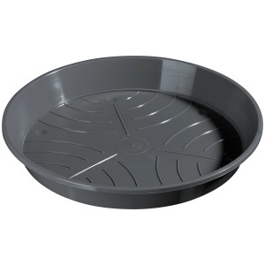 Anthrazitfarbener Geli Untersetzer Standard, Ø 24 cm, für Pflanzen.