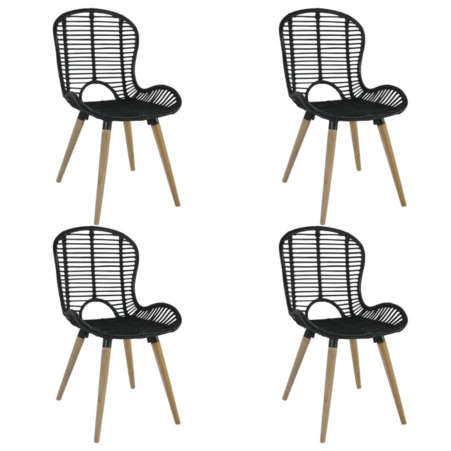 vidaXL Esszimmerstühle 4 Stk Schwarz Natur Rattan 246808 günstig online kaufen