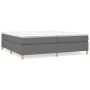 Dunkelgraues vidaXL Boxspringbett 200x200 cm mit Stoffbezug und Holzfüßen.