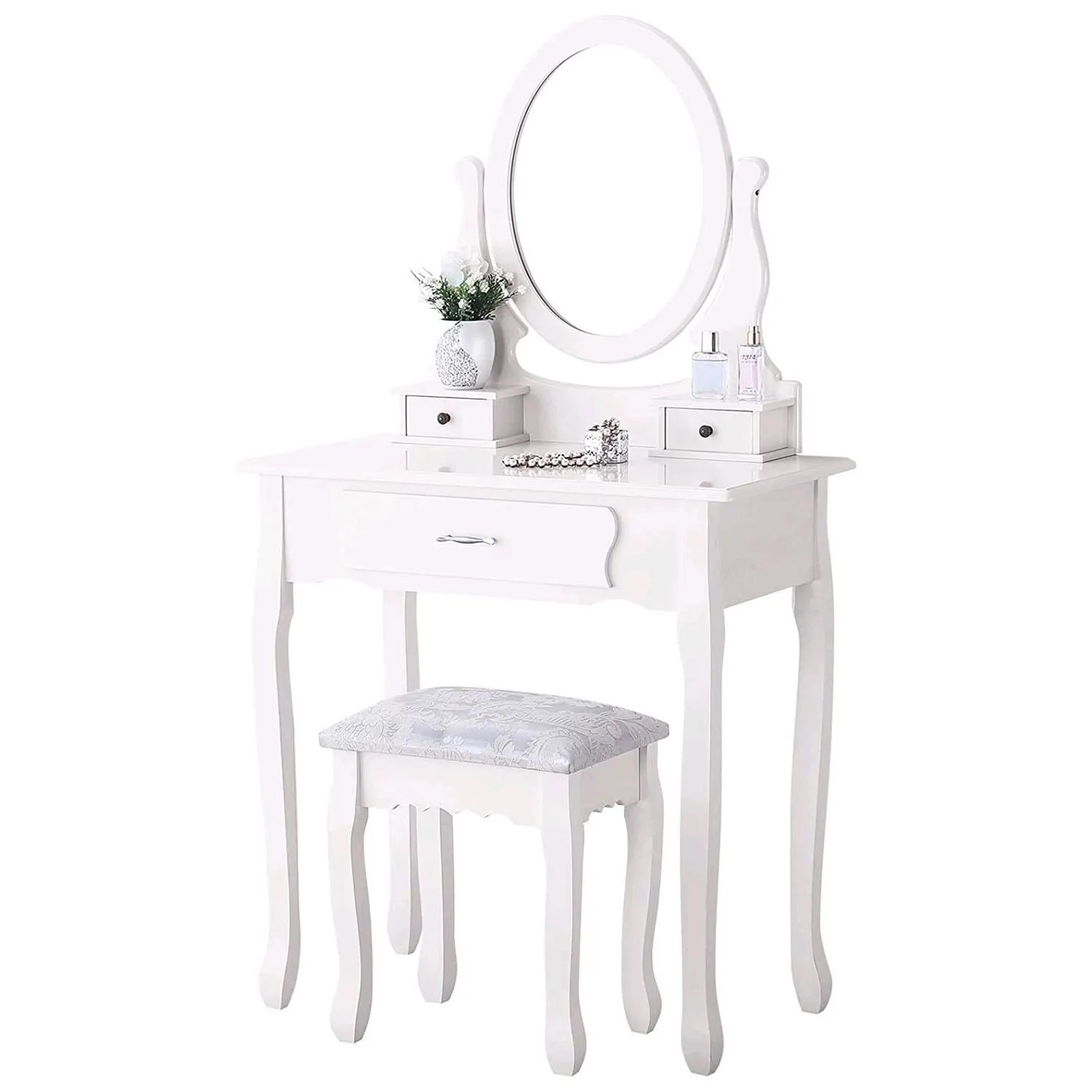 PXloue Schminktisch Set mit Hocker Spiegel  und Schubladen-Schminkkommode 7 günstig online kaufen