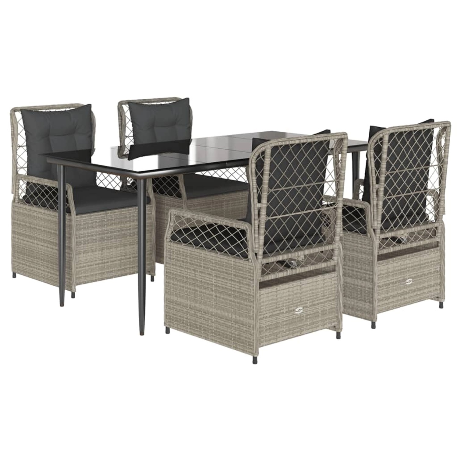 vidaXL 5-Tlg Garten-Essgruppe mit Kissen Hellgrau Poly Rattan 3263030 günstig online kaufen