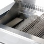 Detailaufnahme: Edelstahl-Grillrost und Plancha-Platte der Buschbeck Outdoorküche Sheffield.