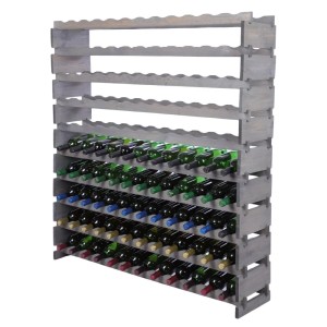 PROREGAL Weinregal VINOTECA FLEX PRO HxBxT 135x123x28cm 120 Flaschen Auf 10 Ebenen Massives Kiefernholz Grau