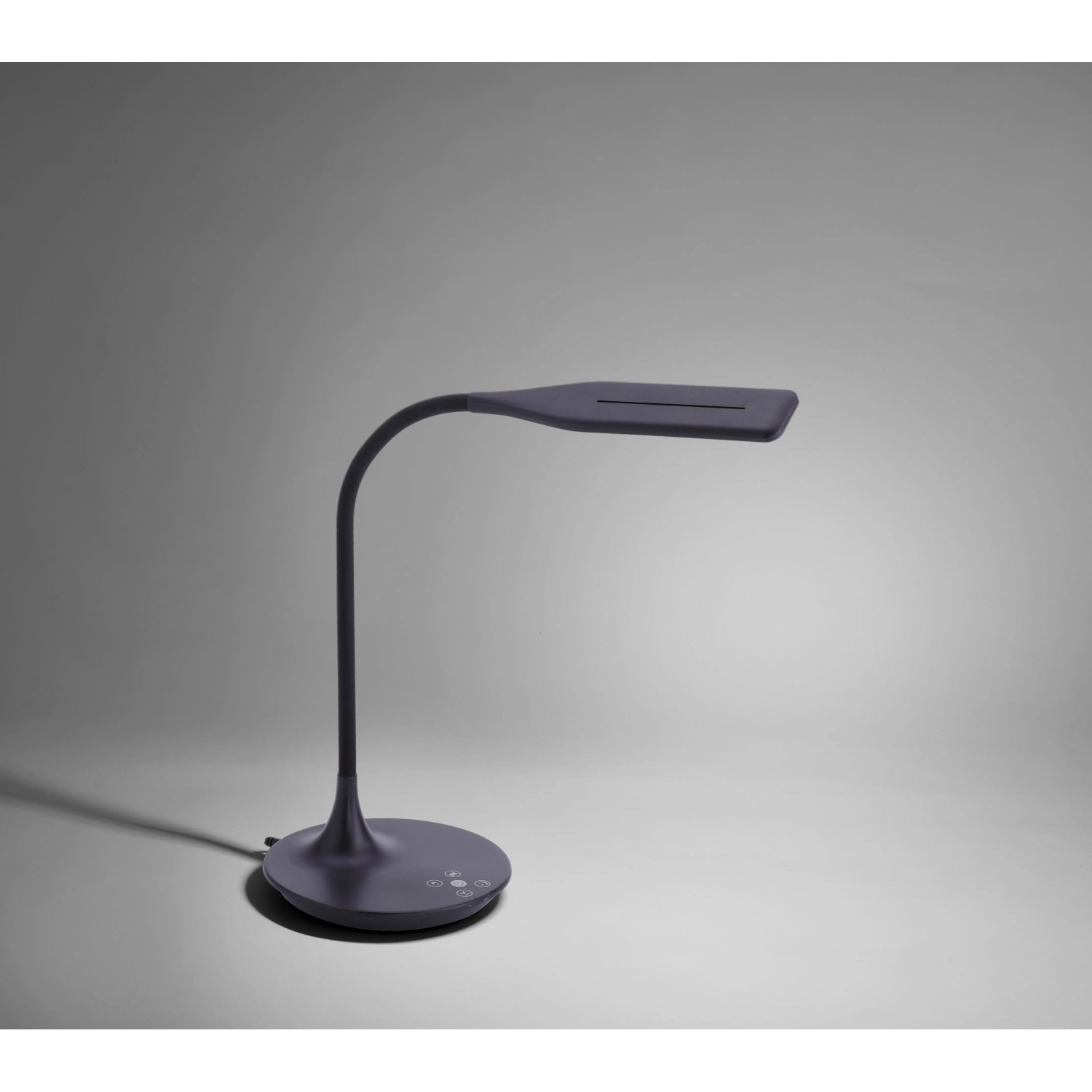 Moderne, schwarze LED-Tischleuchte Rafael mit Touchdimmer und verstellbarer Lichtfarbe.