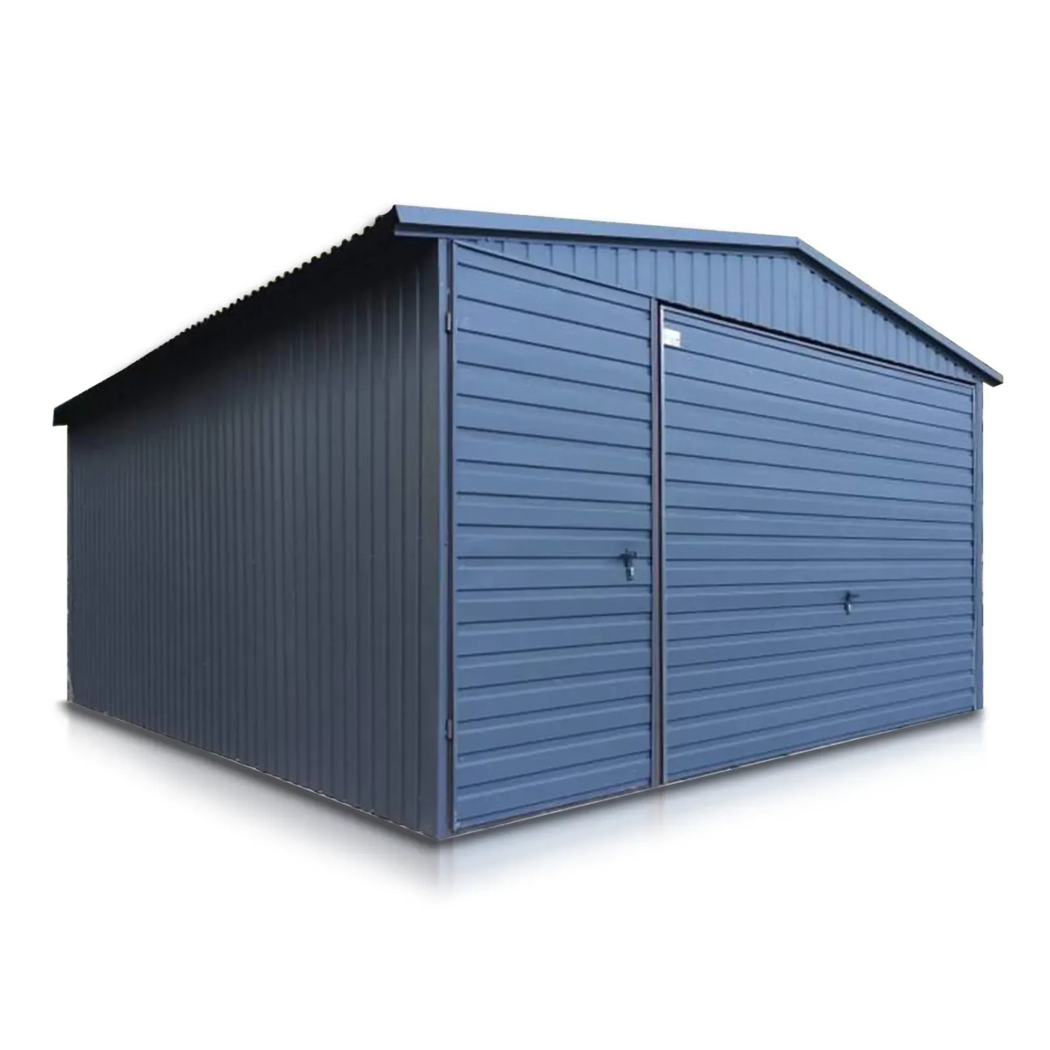 Liderstal Einzelgarage Standard aus Blech 400 x 500 cm Seitengiebel Schwingtor Graphit