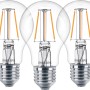 3er Set Philips LED-Leuchtmittel E27 in Glühlampenform, 4,3 W, warmweißes Licht.