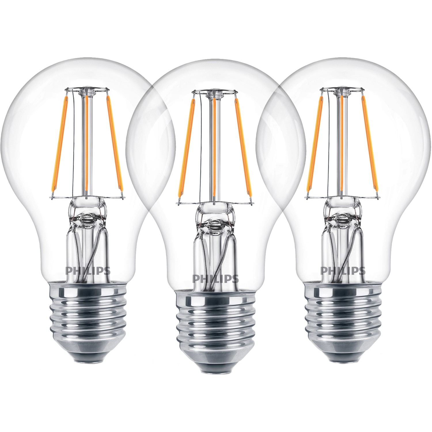 Philips LED-Leuchtmittel E27 Glühlampenform 4,3 W 3er Set 10,4 x 6 cm (H x Ø)