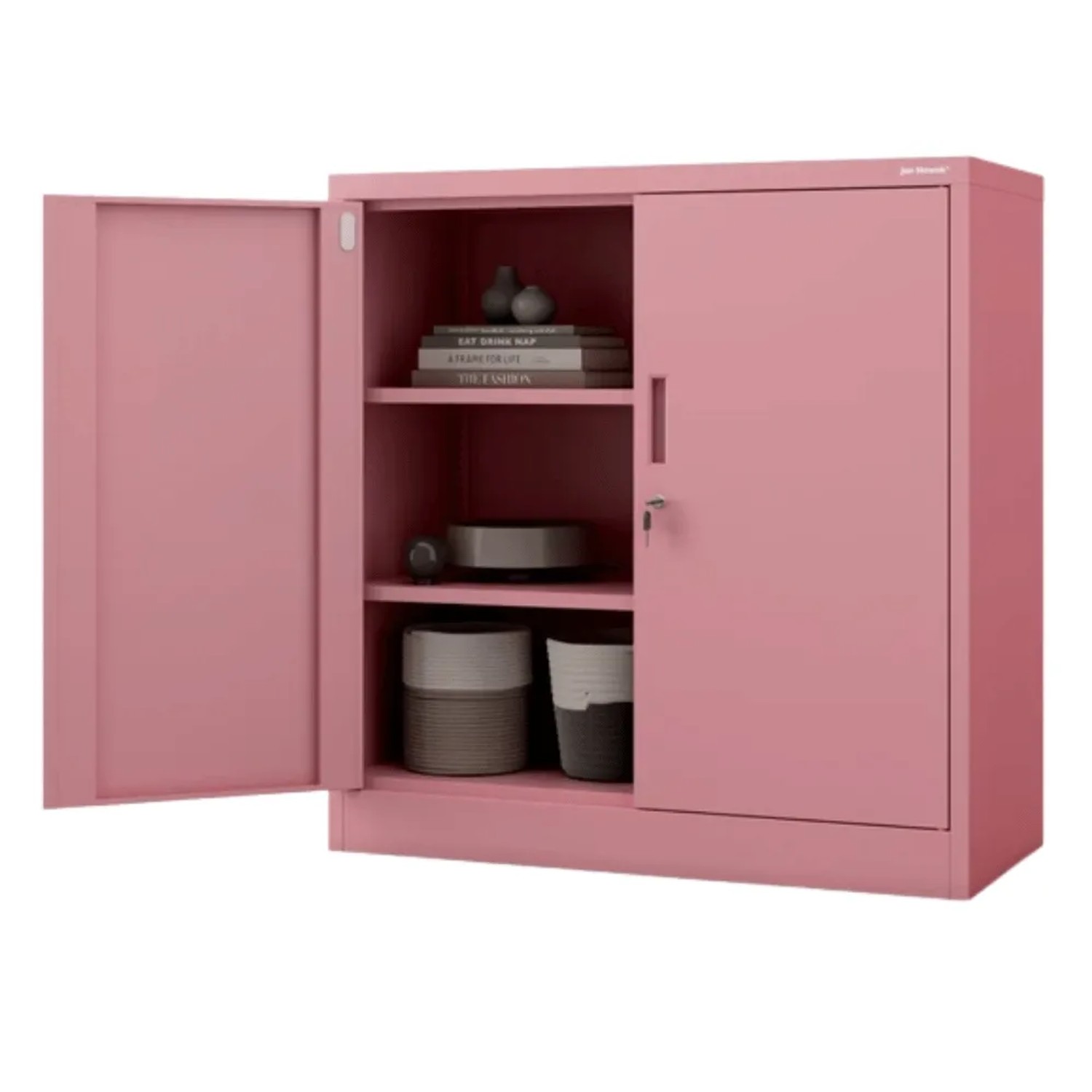 JAN NOWAK Aktenschrank Abschließbar BEATA mit Flügeltüren 93 x 90 x 40 cm Rosa