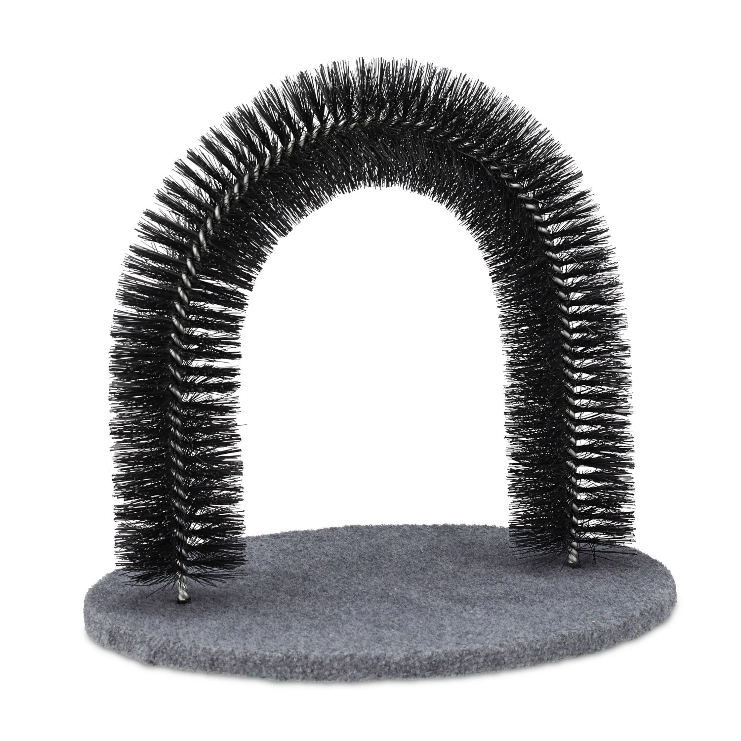 Relaxdays Enthaarungsbogen für Katzen MDF Eisen Kunststoff Schwarz Grau mit Katzenminze 38 cm x 36 cm x 28,5 cm 70 g