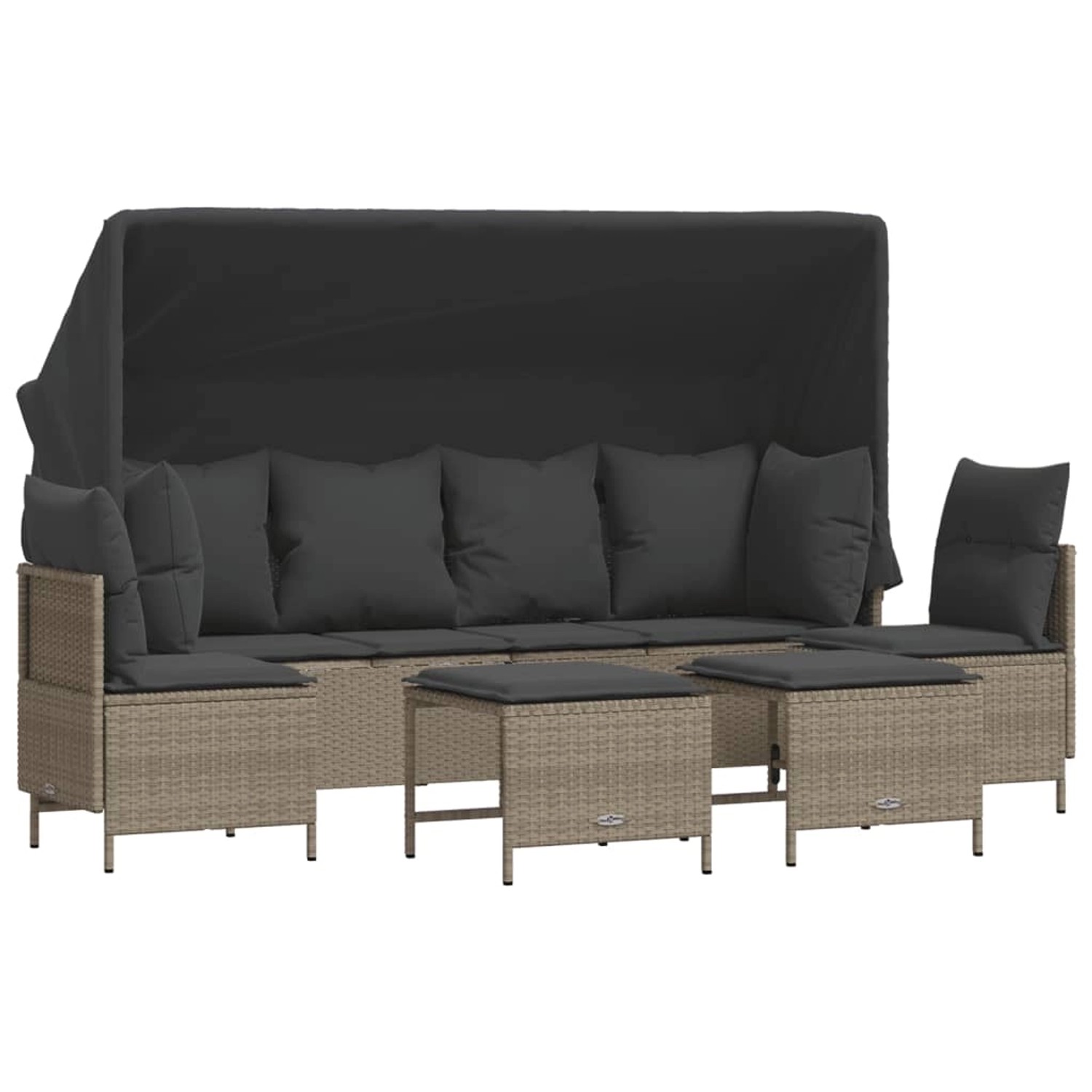 vidaXL 5-Tlg Garten-Sofagarnitur mit Kissen Hellgrau Poly Rattan 3261556 günstig online kaufen