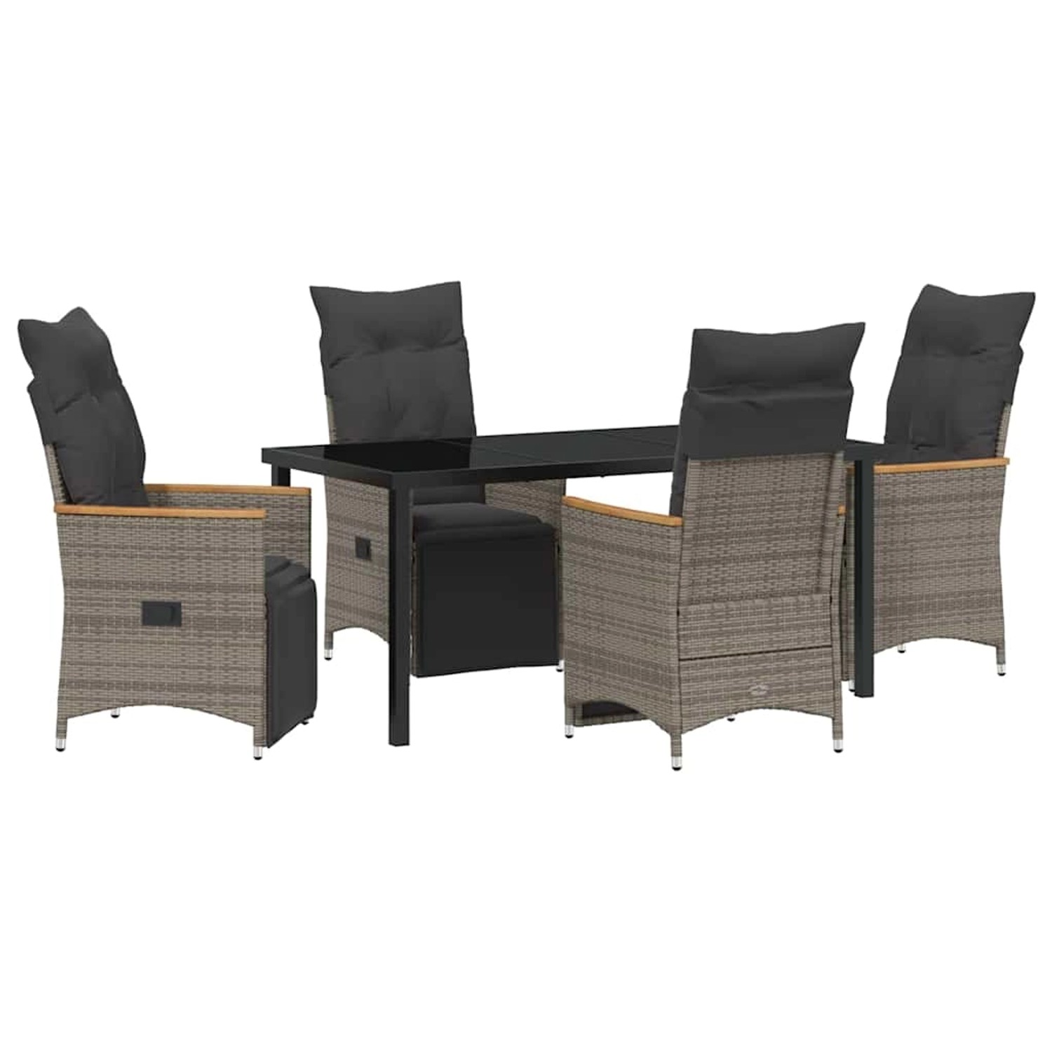 vidaXL Garten Essgruppe mit Kissen 5-Tlg Grau Poly Rattan 3379628 günstig online kaufen