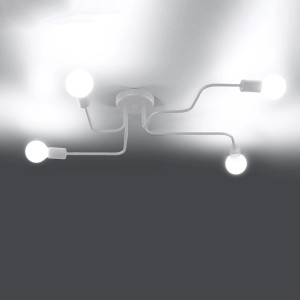 Weißer Sollux Lighting Kronleuchter Vector 4 mit vier Leuchten im Industrie-Stil.