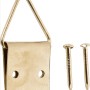 Set aus 10 vermessingten LUX Klappösen Größe 1 mit Stiften zur Aufhängung von Bilderrahmen.