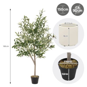 ML-Design Künstlicher Olivenbaum 150 cm Groß mit Früchten