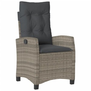 Verstellbarer Gartensessel, 2er-Set, grau, aus Polyrattan mit Kissen. Ideal für Garten & Terrasse.
