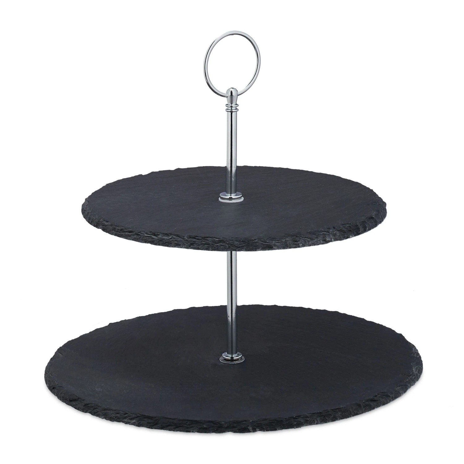 Relaxdays Etagere Schiefer Metall Anthrazit 2 Etagen 23 cm x 25 cm 1,4 kg