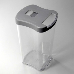 Kesseböhmer Vorratsdose, transparent mit grauem Deckel, für Apothekerauszug.