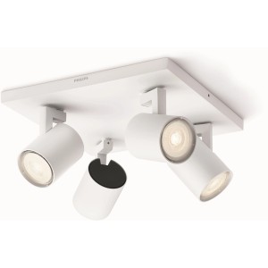 Weißer Philips LED-Spot myLiving Runner mit 4 Leuchten für Deckenmontage.