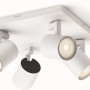 Weißer Philips LED-Spot myLiving Runner mit 4 Leuchten für Deckenmontage.