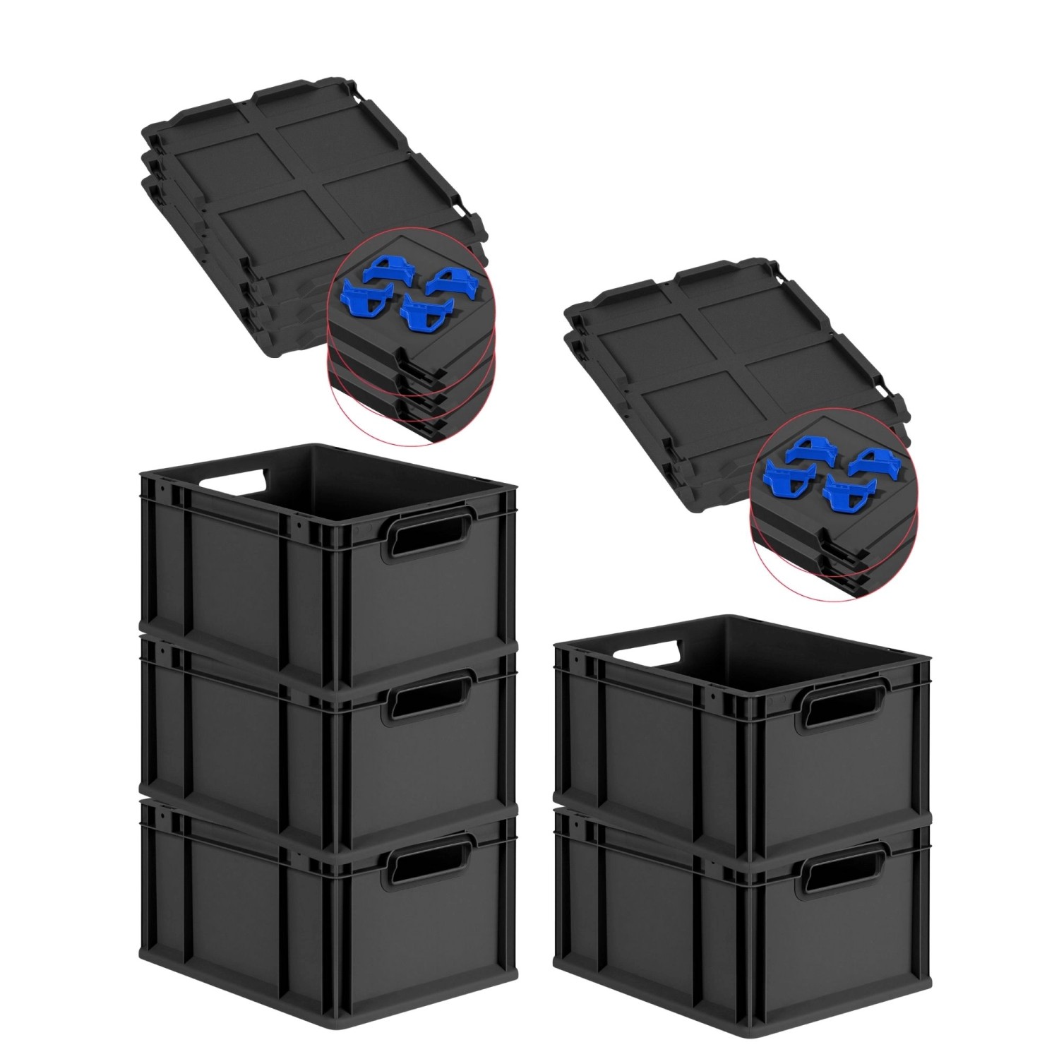PROREGAL SparSet 5x Eurobox Nextgen Grip Mit Auflagedeckel Und Blauen Versc günstig online kaufen