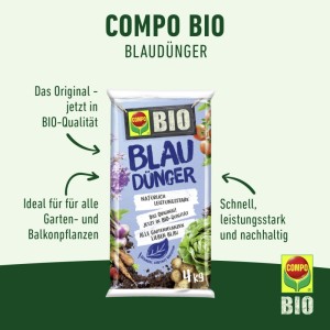 Compo BIO Blaudünger 4kg Sack: Bio-Blaukorn Dünger für Gemüse, Obst und Gartenpflanzen.
