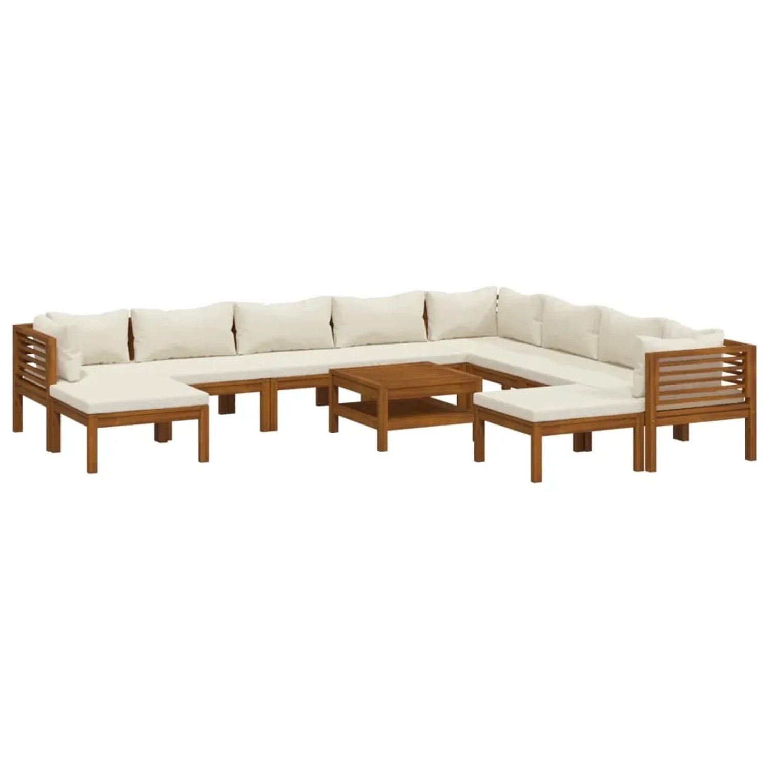 vidaXL 11-Tlg Garten-Lounge-Set mit Creme Kissen Massivholz Akazie 3086942