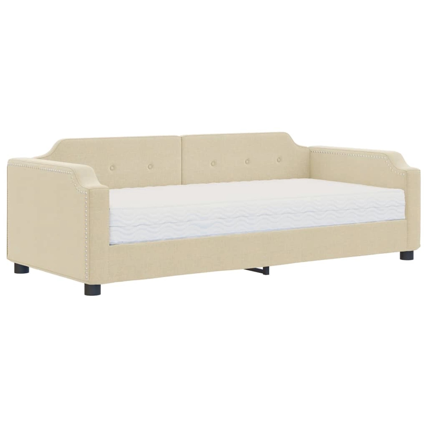 vidaXL Gästebett Gästebett Tagesbett mit Matratze Creme 90x200 cm Stoff Bet günstig online kaufen