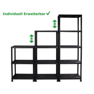 Ondis24 Steckregal Doppelpack, Kunststoffregal mit 5 Böden, erweiterbar.