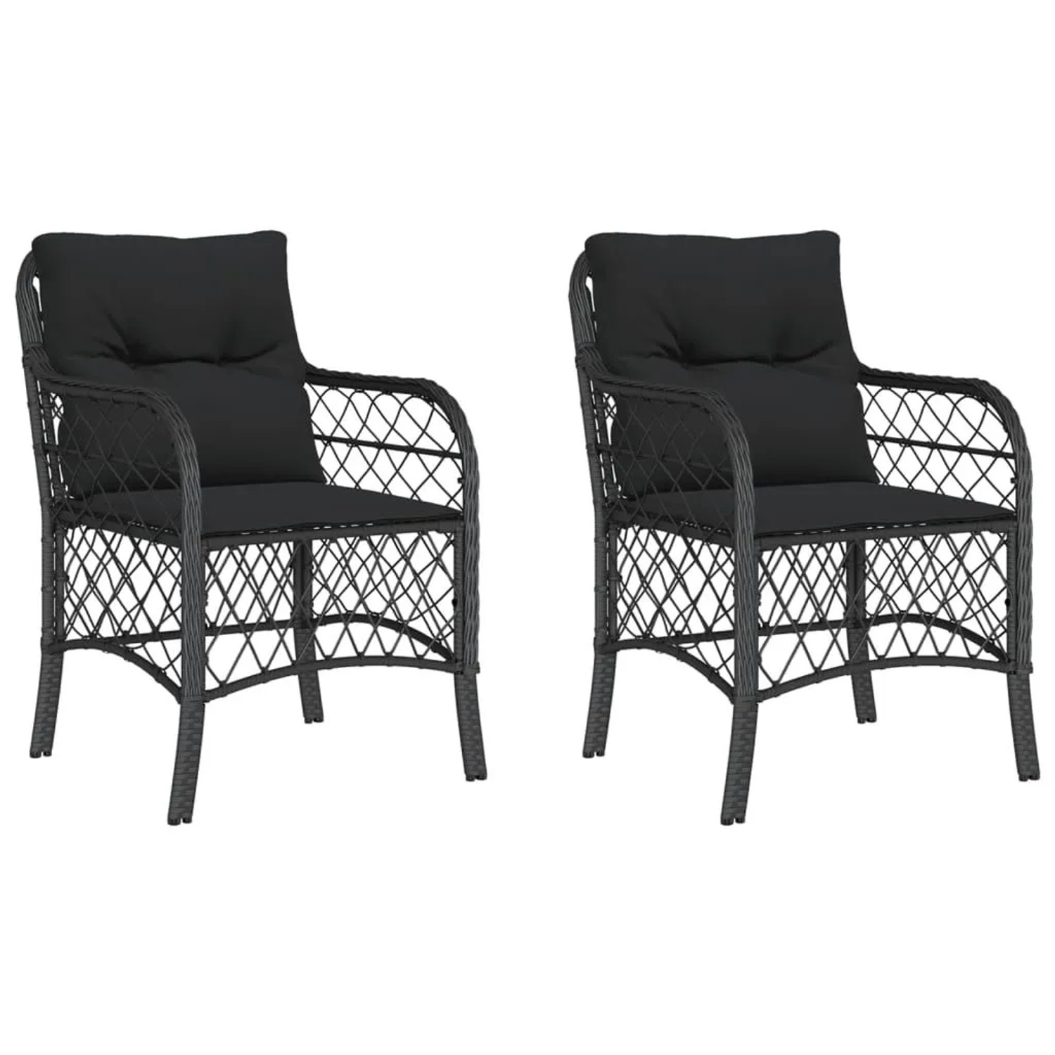 Furnicato Gartenstuhl Schwarz Pe Rattan 58 5 X 67 X 86 Cm Mit Kissen