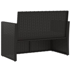 Schwarze VidaXL Gartenbank aus Rattan, 105 cm breit, ohne Kissen.