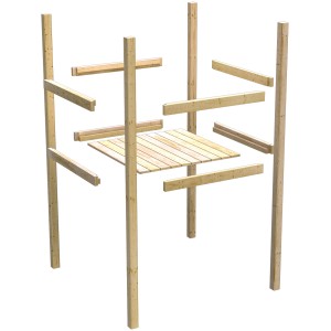 Karibu Spielturm Lotti, naturbelassen, mit Sandkiste und Anbauplattform, aus Fichtenholz.