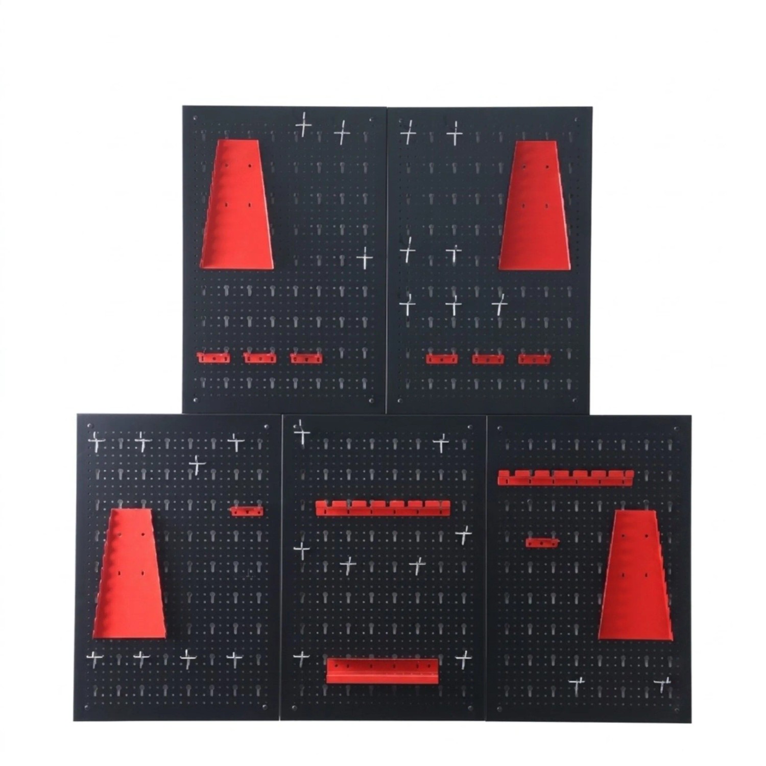 Relaxdays Werkzeuglochwand Stahl Schwarz Rot mit 53-teiligem Zubehör 60 cm x 40 cm x 2 cm