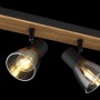 Globo Strahler Claude, 4-flammig, dunkelbraun/rauchfarben, 500x70x155mm. Holz und Glas Spots für den Innenbereich.