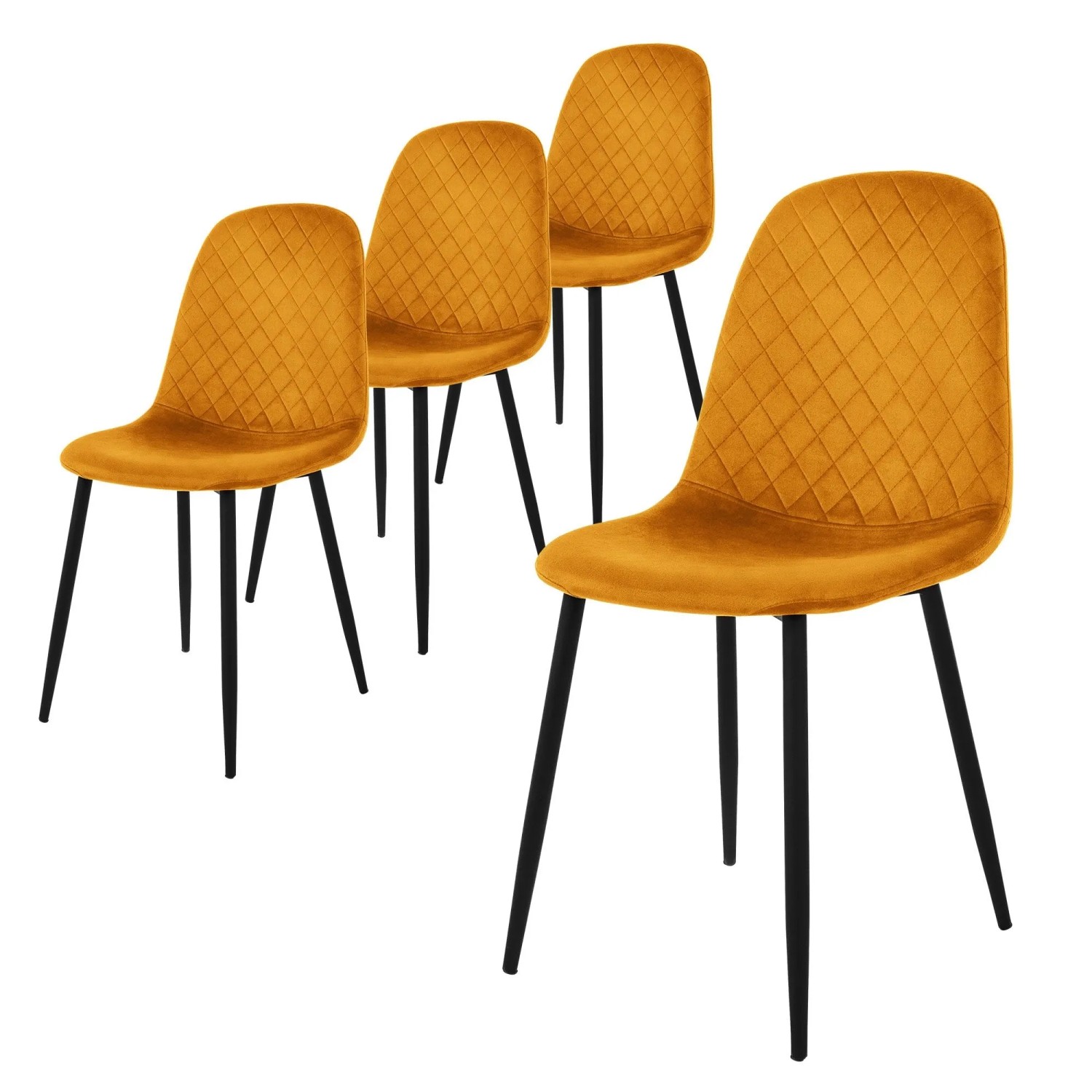 ML-Design Esszimmerstühle 4er Set Senfgelb Samtbezug Metallbeine