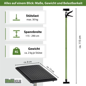 TRUTZHOLM Einhandstütze/Deckenstütze, Spannbereich 115-290cm, Stützlast 30kg, Gewicht 2kg