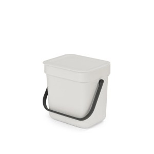 Hellgrauer PROREGAL Abfallsammler, 3 Liter, mit Deckel und schwarzem Griff.