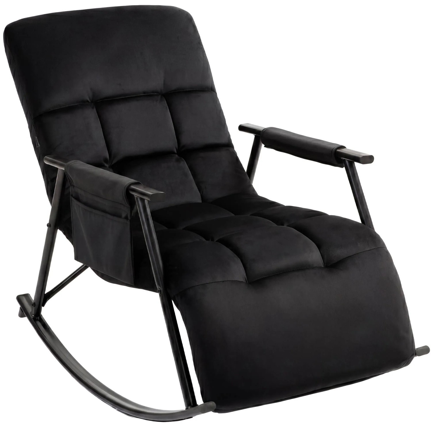 DELUKE Schaukelstuhl MIKA Indoor 61x100x66cm Samt Schwarz Liegestuhl Relaxstuhl Sofastuhl