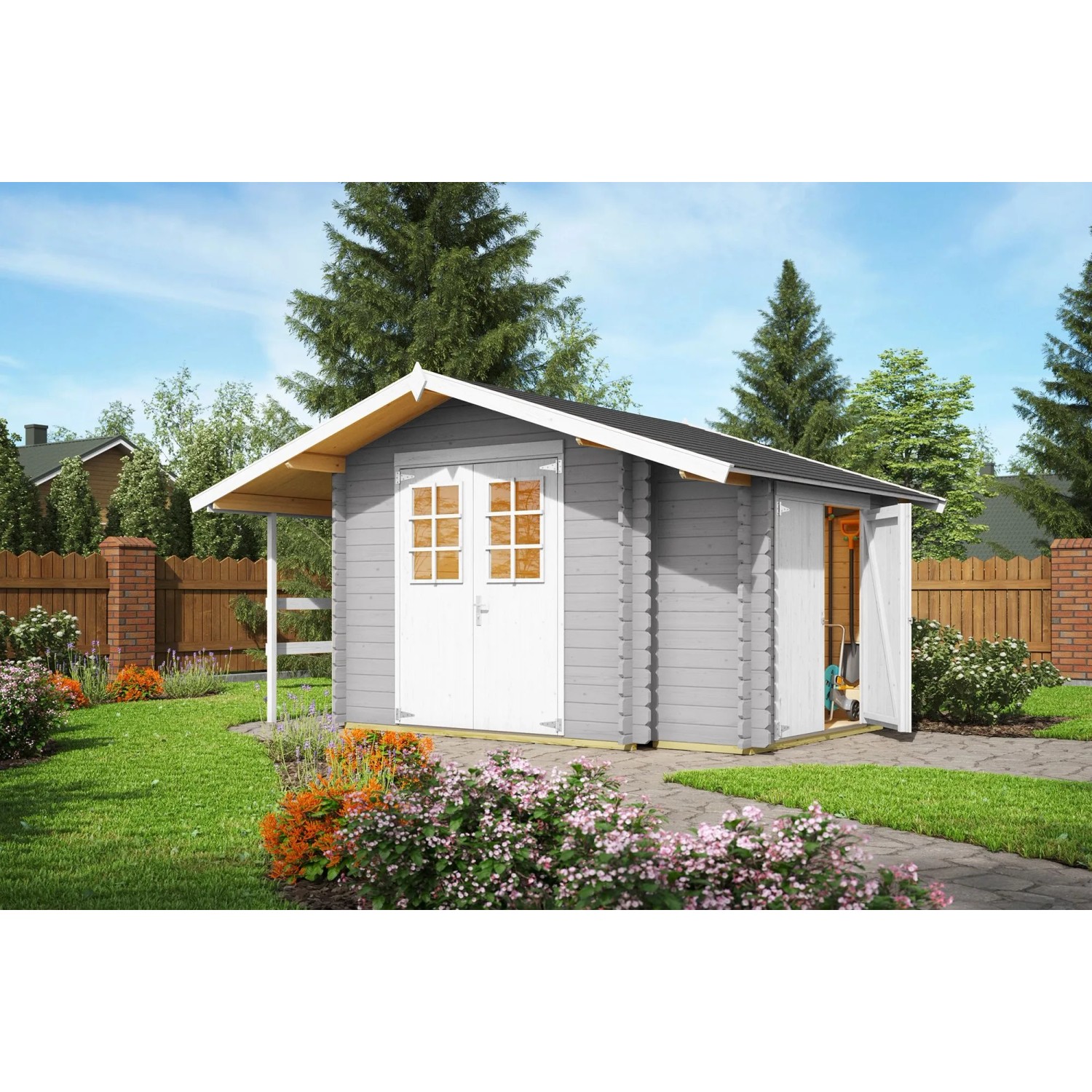 Lasita Gartenhaus Vilano 2 Lichtgrau 220 cm x 220 cm